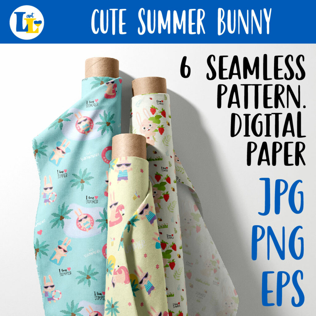 Bunny Digital Paper Pattern Background - MasterBundles