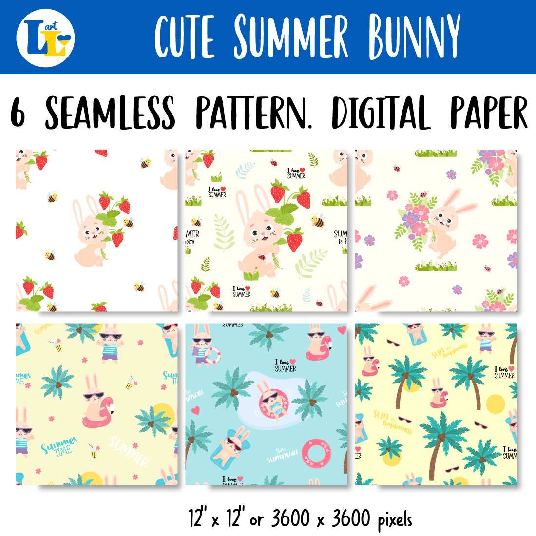 Bunny Digital Paper Pattern Background examples.
