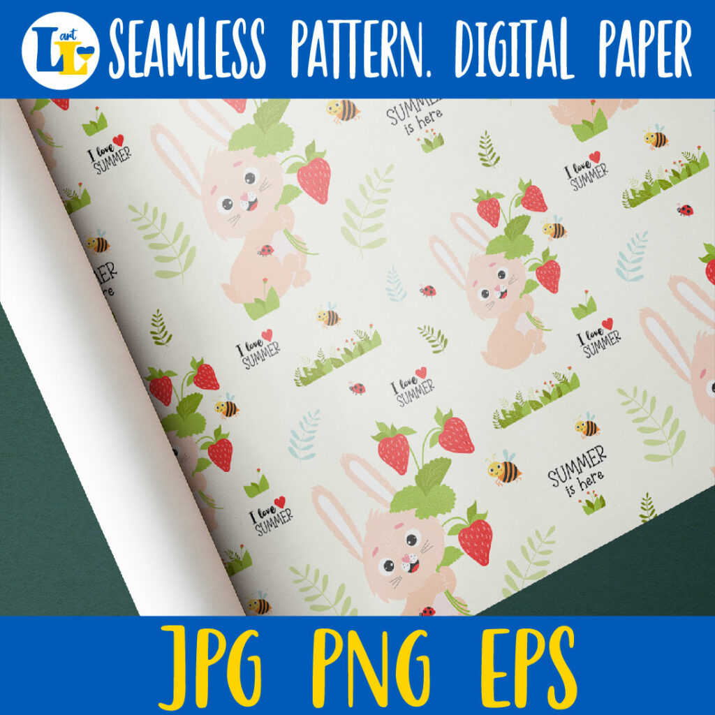 Bunny Digital Paper Pattern Background - MasterBundles
