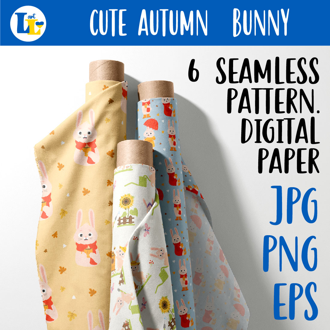 Rabbit Seamless Pattern. Digital Paper. Autumn Background previews.