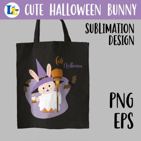 Cute Halloween Funny Ghost Rabbit with Broom cover image.