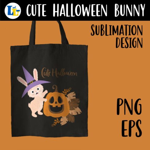 Cute Halloween. Bunny and Pumpkin Jack Sublimation design cover image.