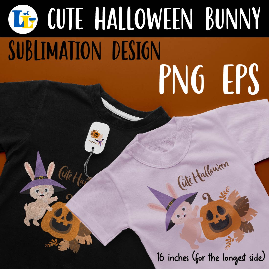 Cute Halloween. Bunny and Pumpkin Jack Sublimation design previews.