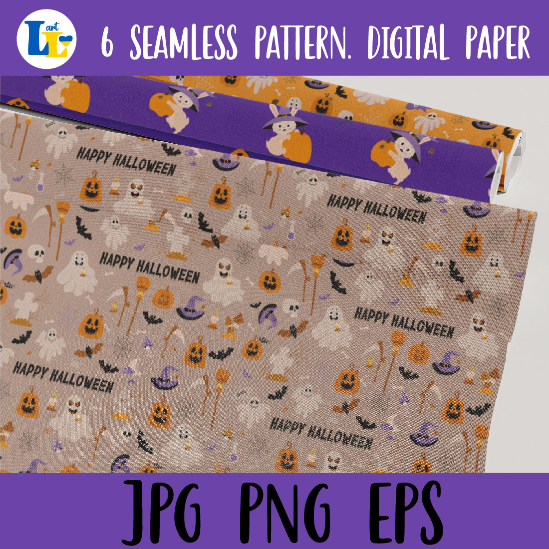 Halloween Seamless Pattern. Digital Paper Cute Halloween