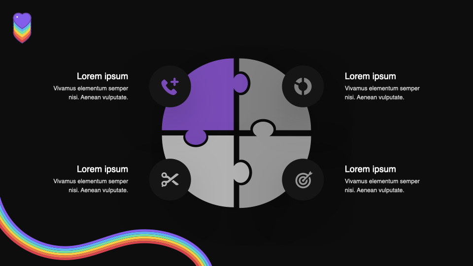 Grey and purple puzzle infographic.