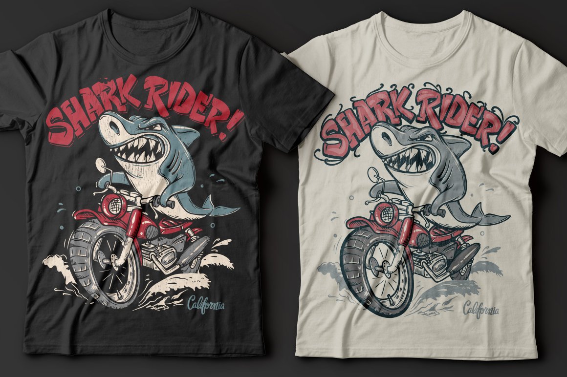 Black and white t-shirt with sharks.