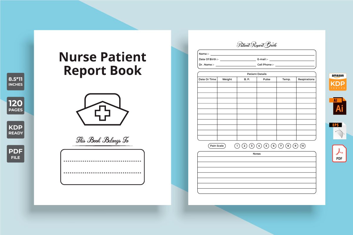 Nurse report tracker and patient medication journal template.