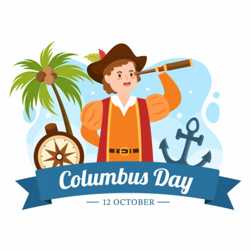 17 Happy Columbus Day National Holiday Illustration cover image.