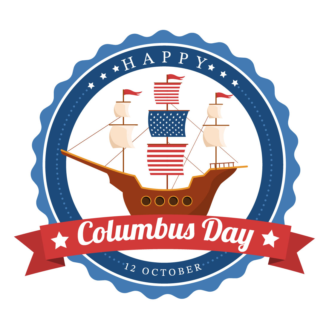 17 Happy Columbus Day National Holiday Illustration preview image.