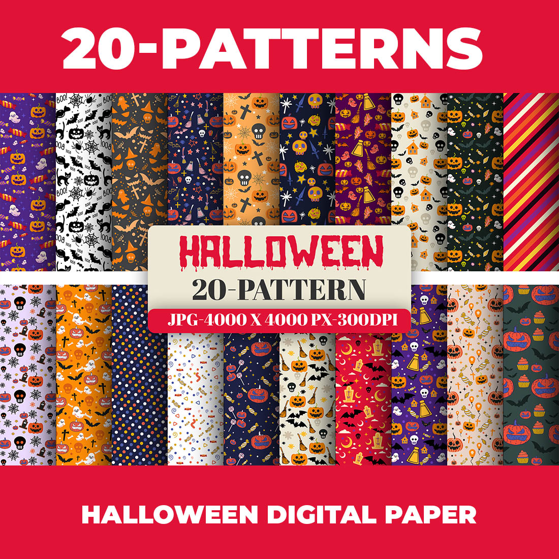 Halloween Digital Paper Pattern Bundle cover image.