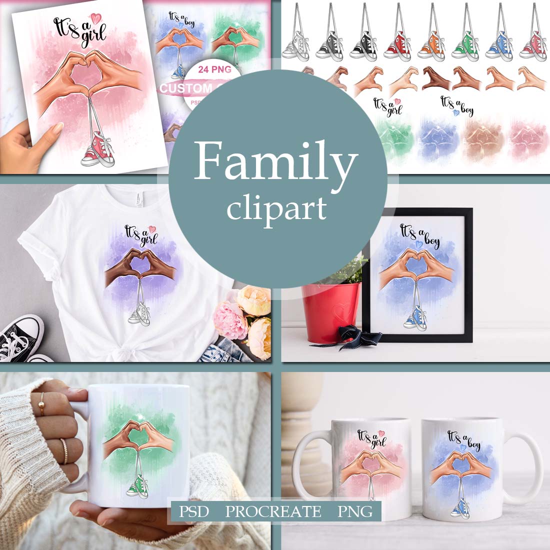 Mom And Dad Hands Family Clipart Cover Image.