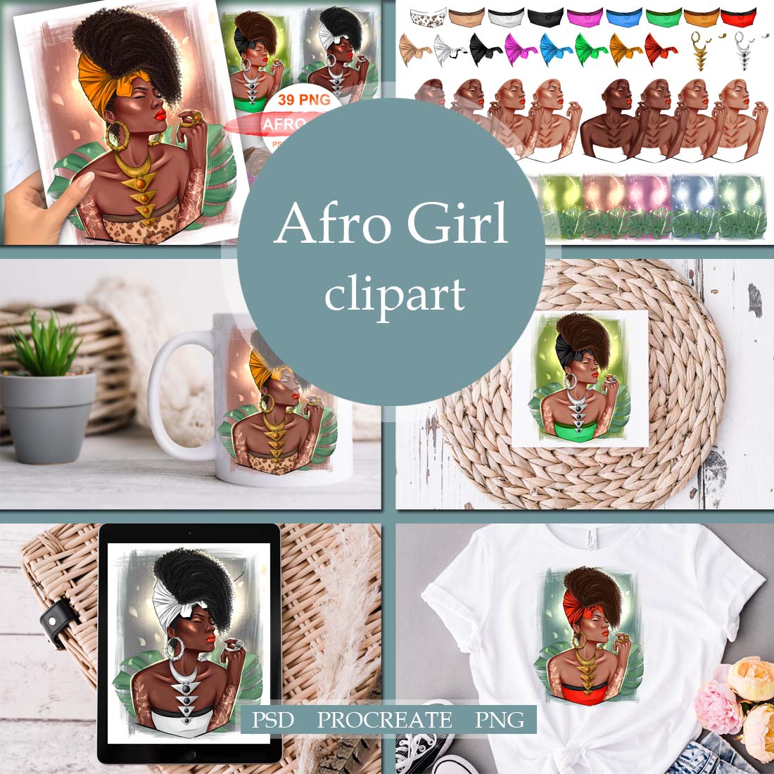 Beautiful Afro Girl Clipart Cover Image.