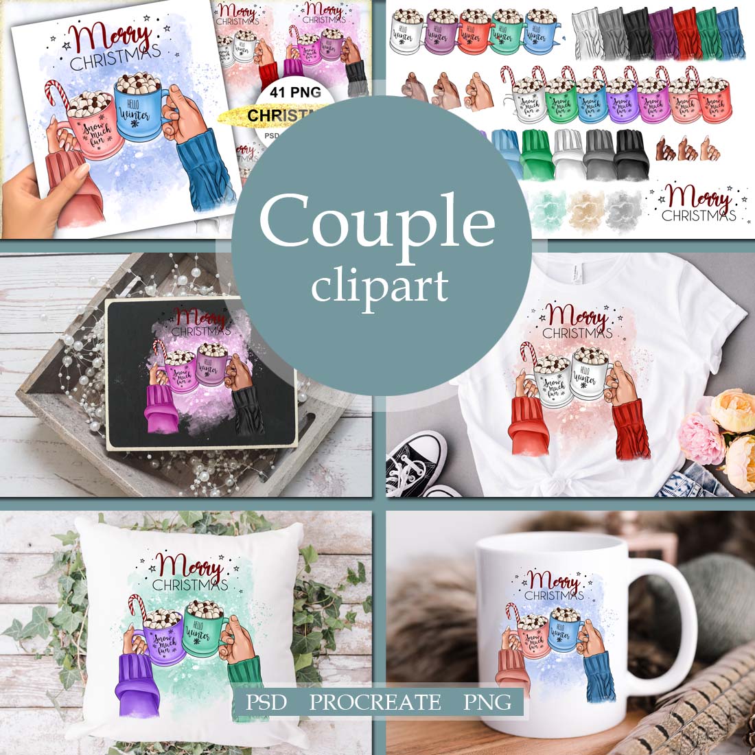 Сouple With Mugs Winter Illustration Cover Image.