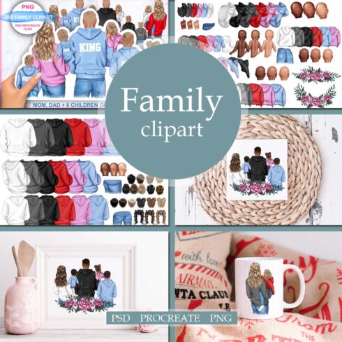 Family Clipart Dad And Kids Cover Image.