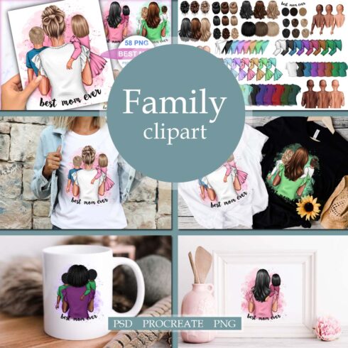 Best Mom And Children Family Clipart Cover Image.