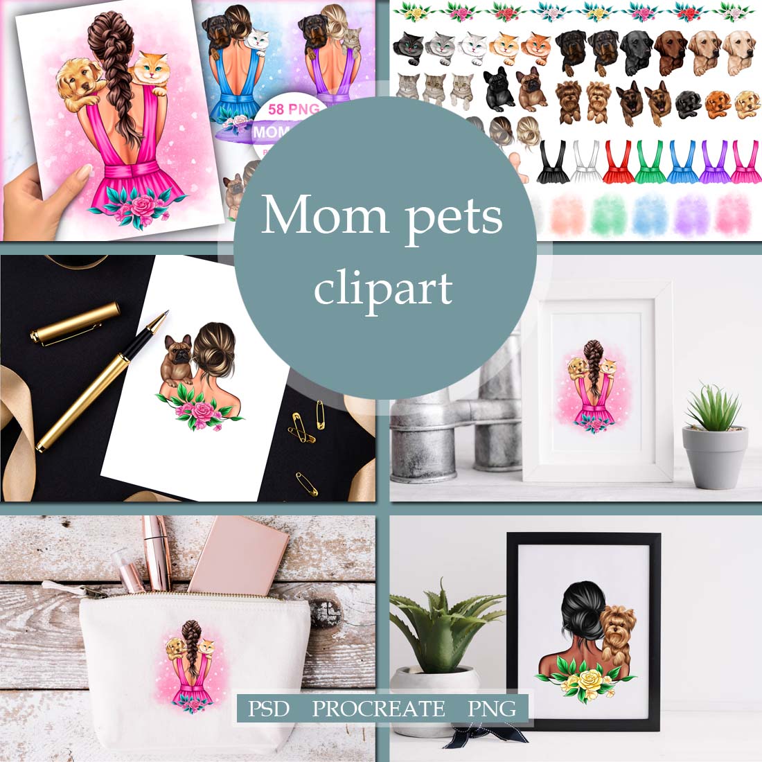Mom Dog Clipart, Mistress of Cat Dog cover image.