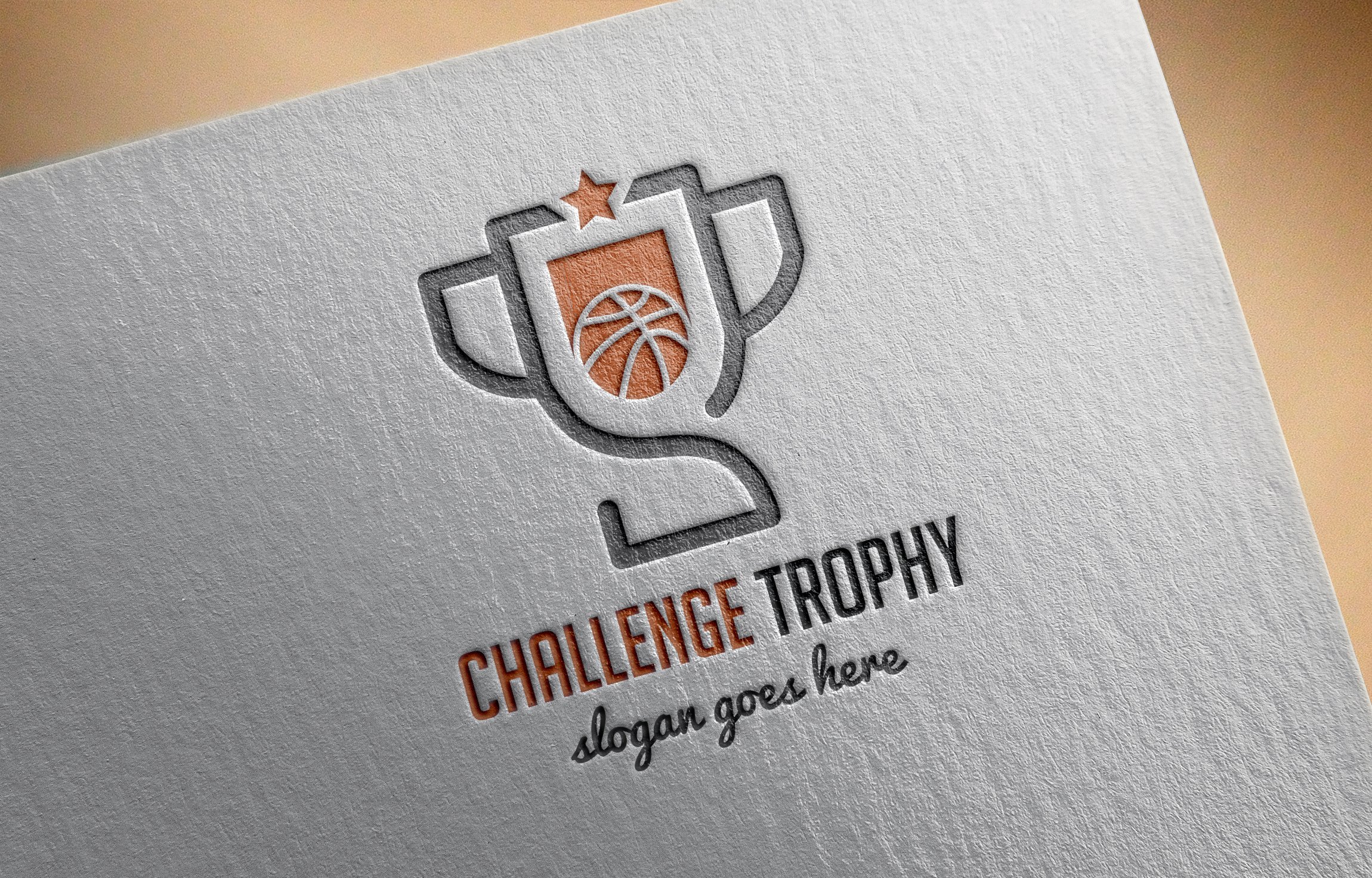 White matte paper with trophy logo.