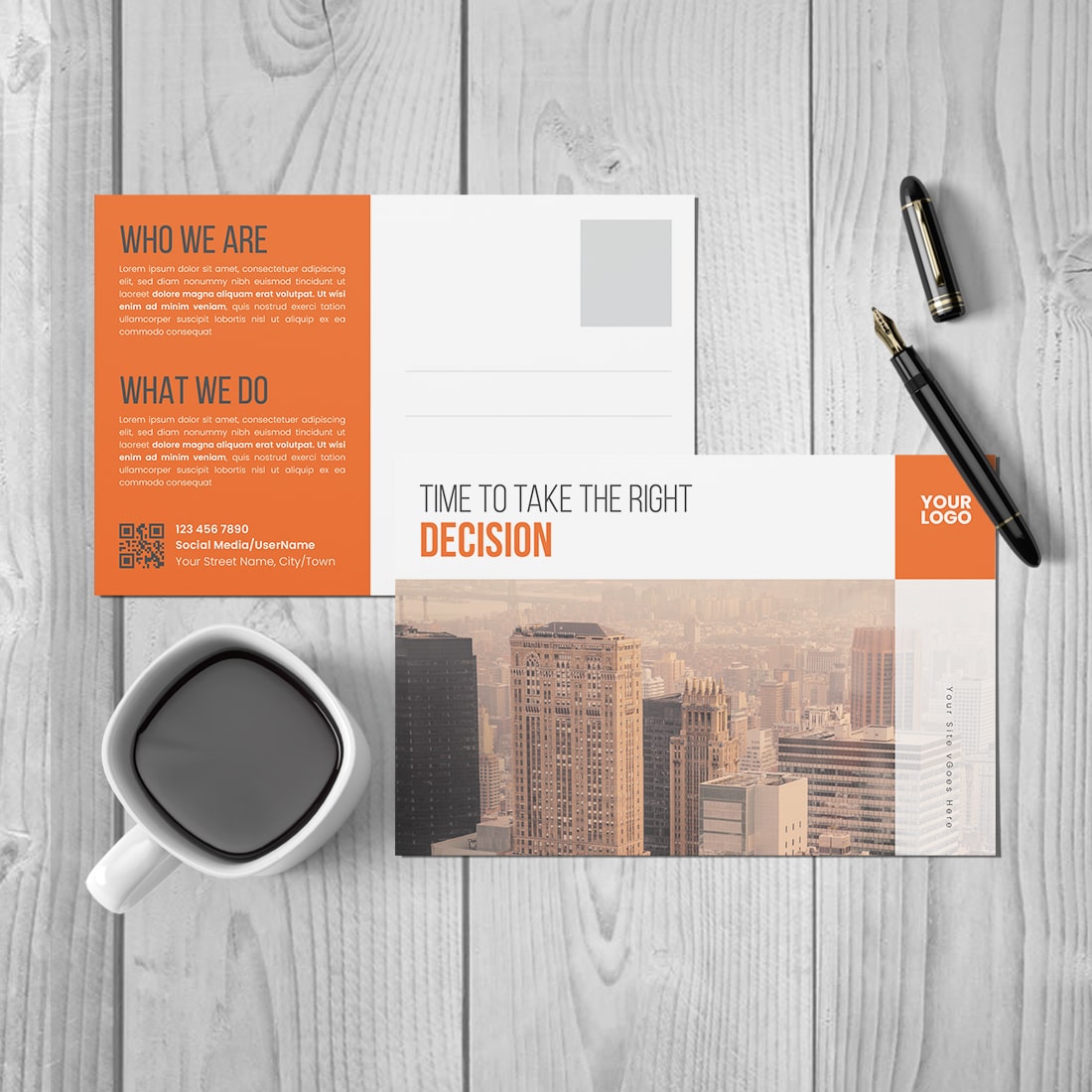 Creative Corporate Postcard Design Vector Template Layout cover image.