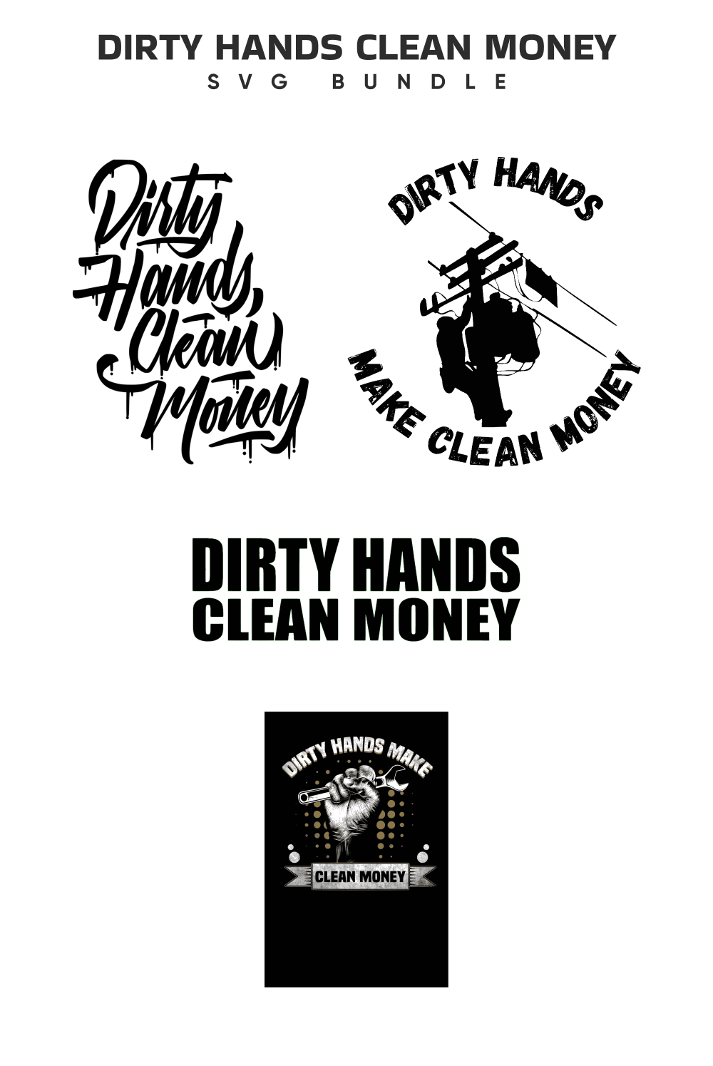Dirty hands clean money collection.