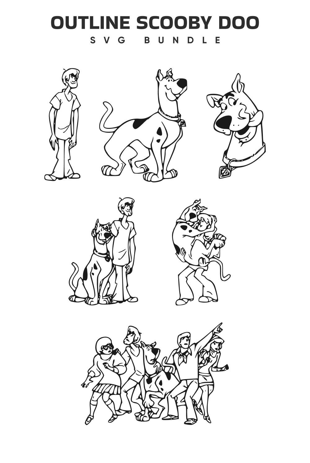 Outline scooby doo characters collection.