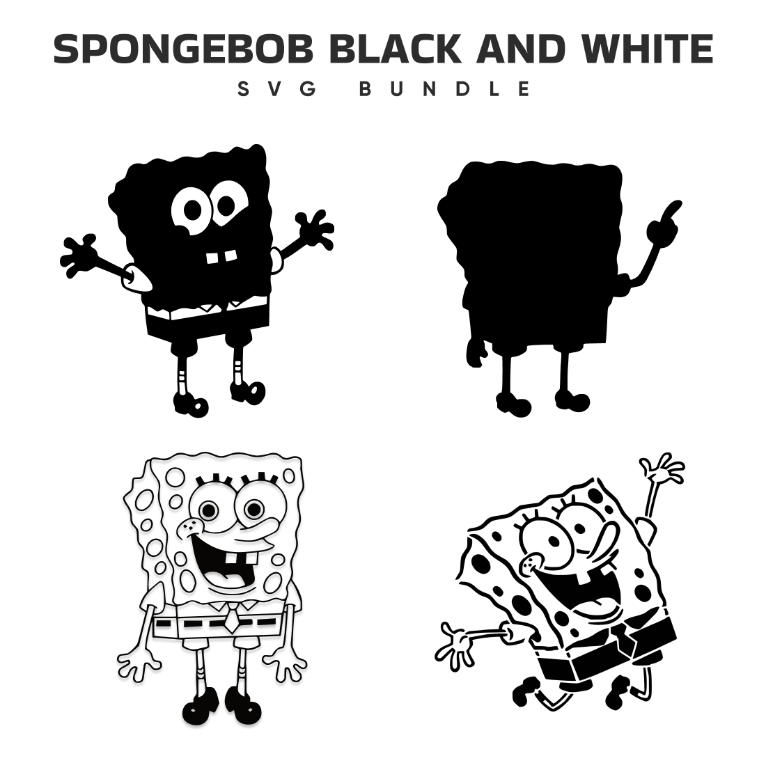 spongebob black and white svg.