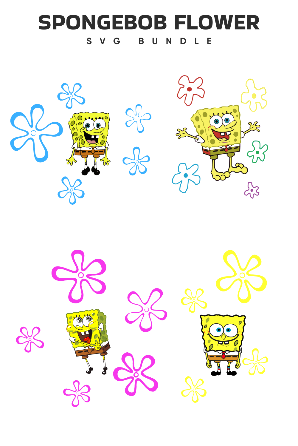 Hippie Sponge Bob with flowers.