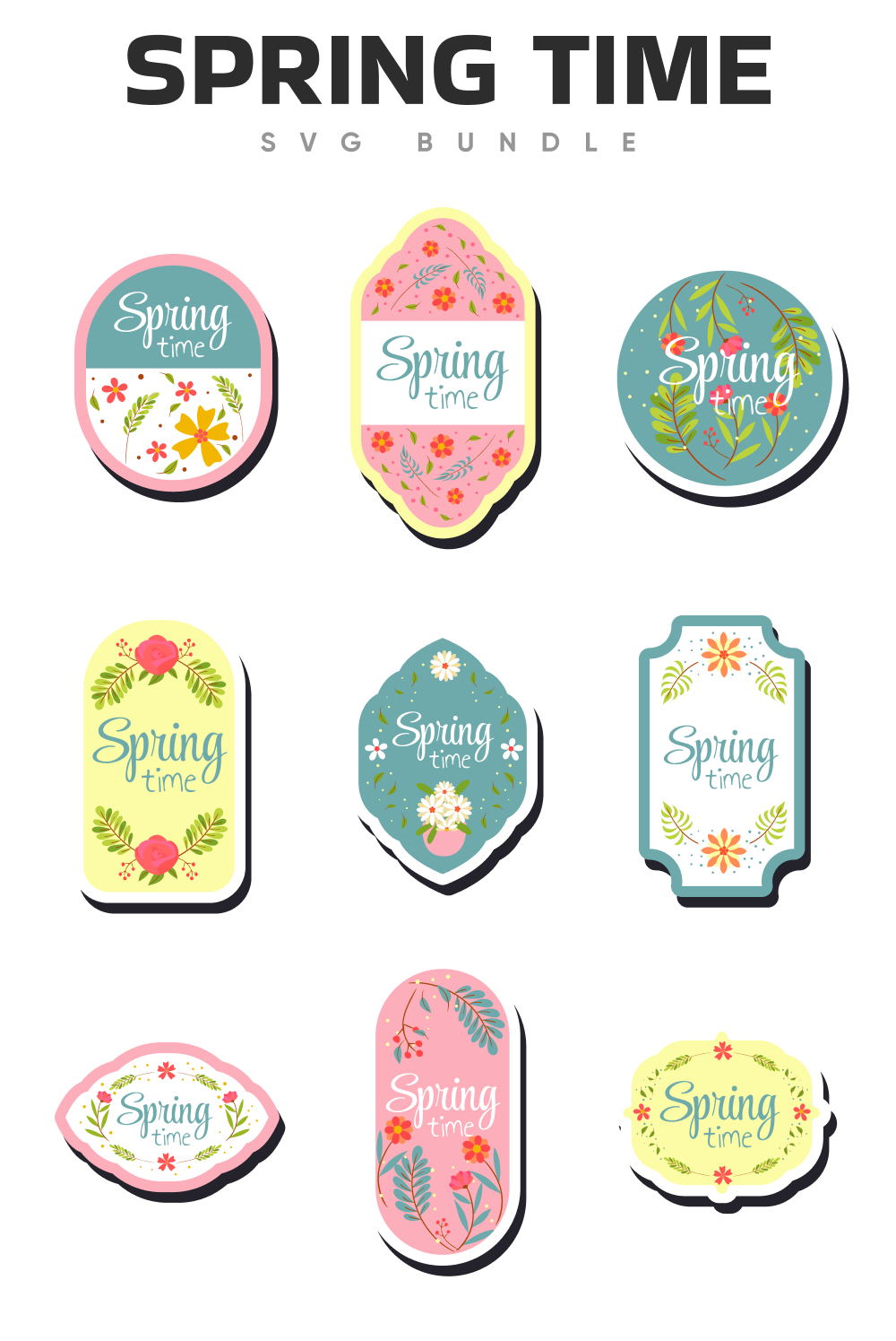 Multicolor spring stickers.