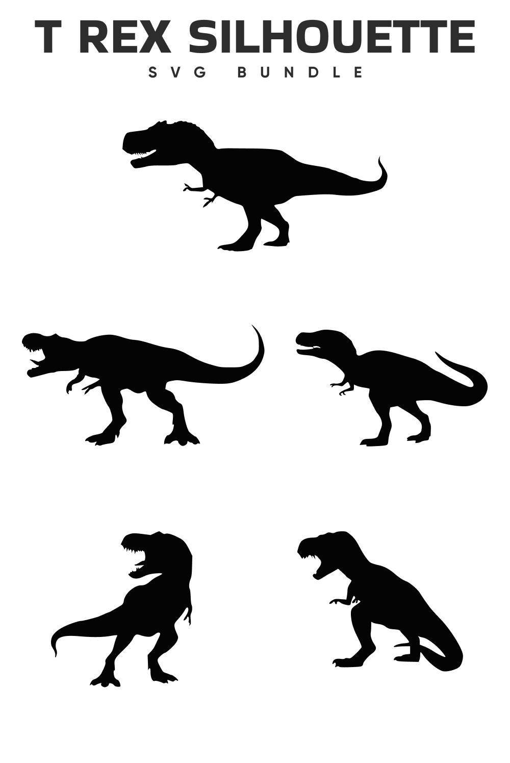 Black t rex silhouette collection.