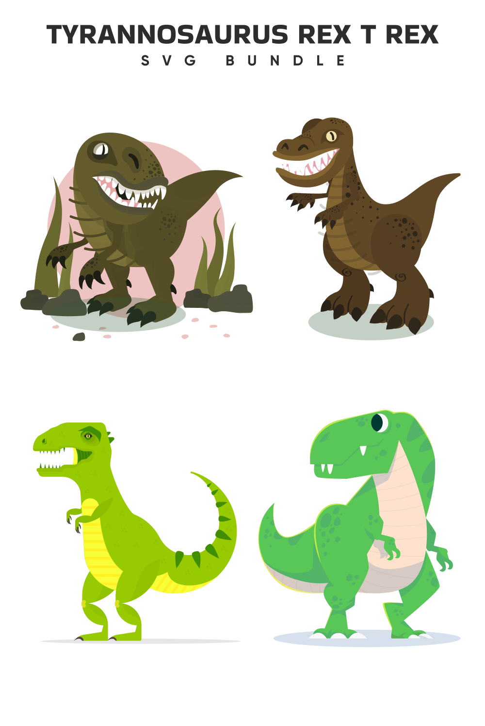 Some kinds of tyrannosaurus t-rex set.