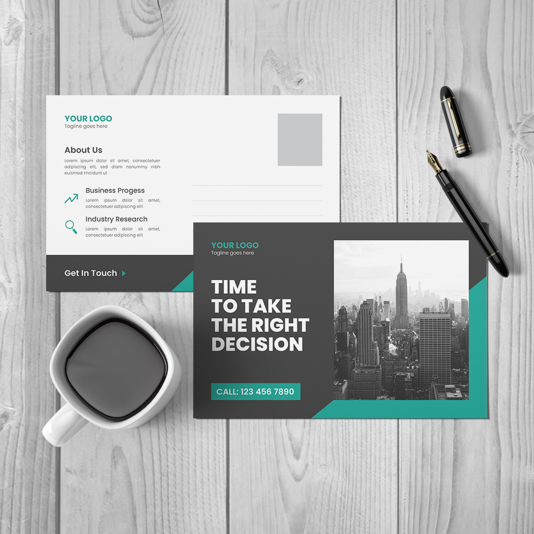 Professional Corporate Postcard Design Vector Template Layout cover image.