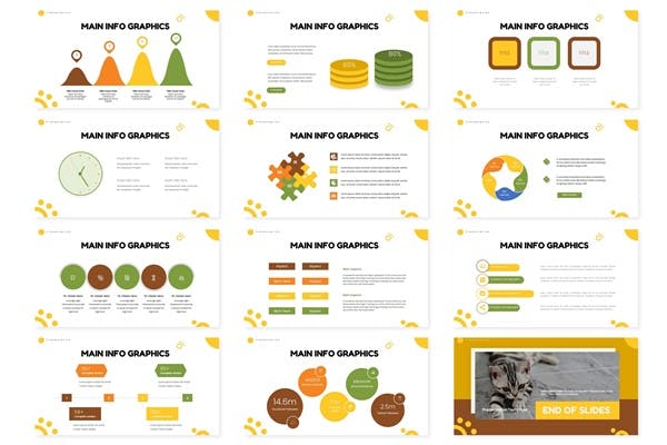 Template includes vivid infographics and charts.