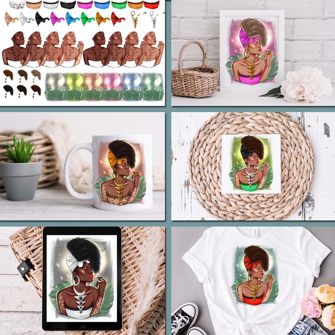 Beautiful Afro Girl Clipart Preview Image.