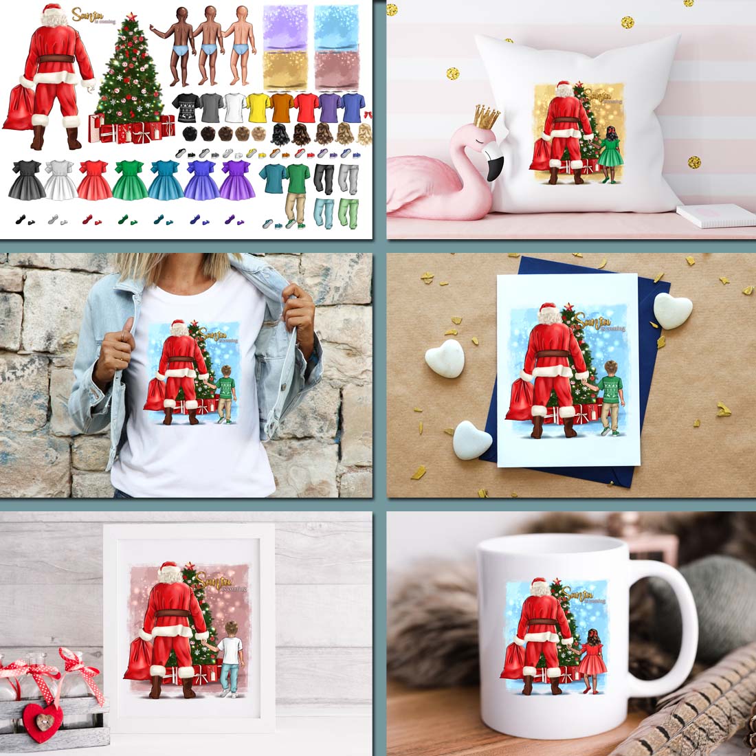 Santa And Baby Christmas Family Clipart Preview Image.
