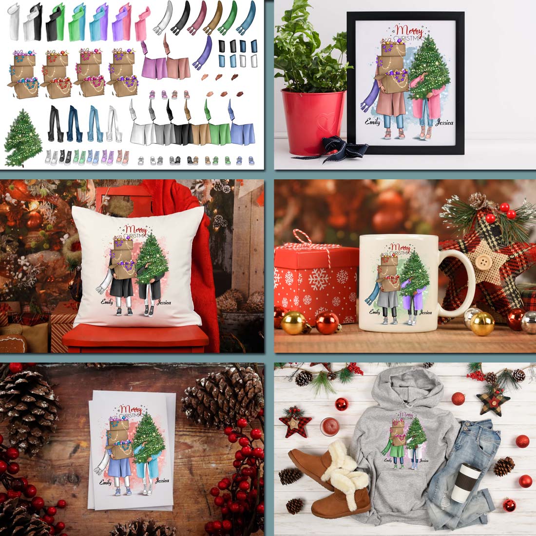 Christmas Best Friend Clipart 2023 Preview Image.