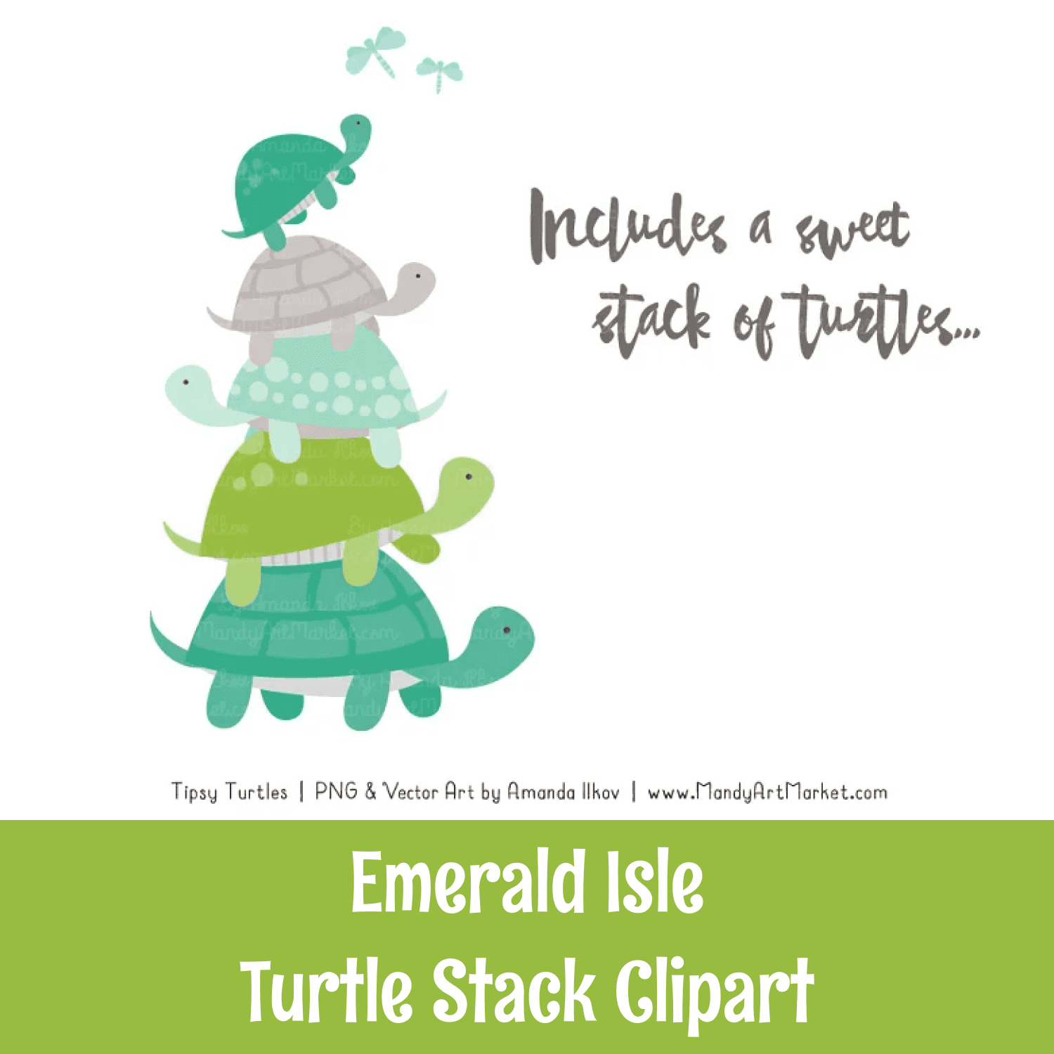 Emerald Isle Turtle Stack Clipart cover.