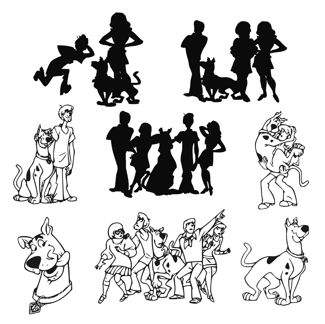 black and white scooby doo svg cover.