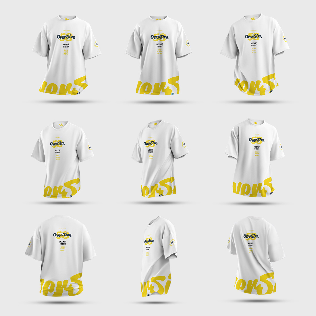 9 Mockups Oversize T-shirt preview image.