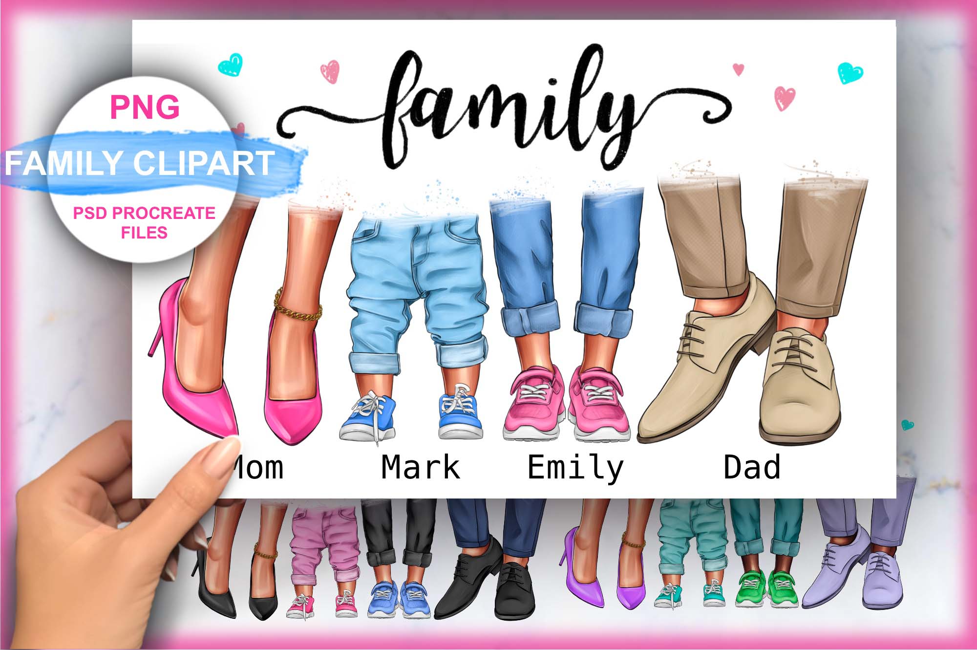 Family Clipart Mom Dad Daughter Son Facebook Image.