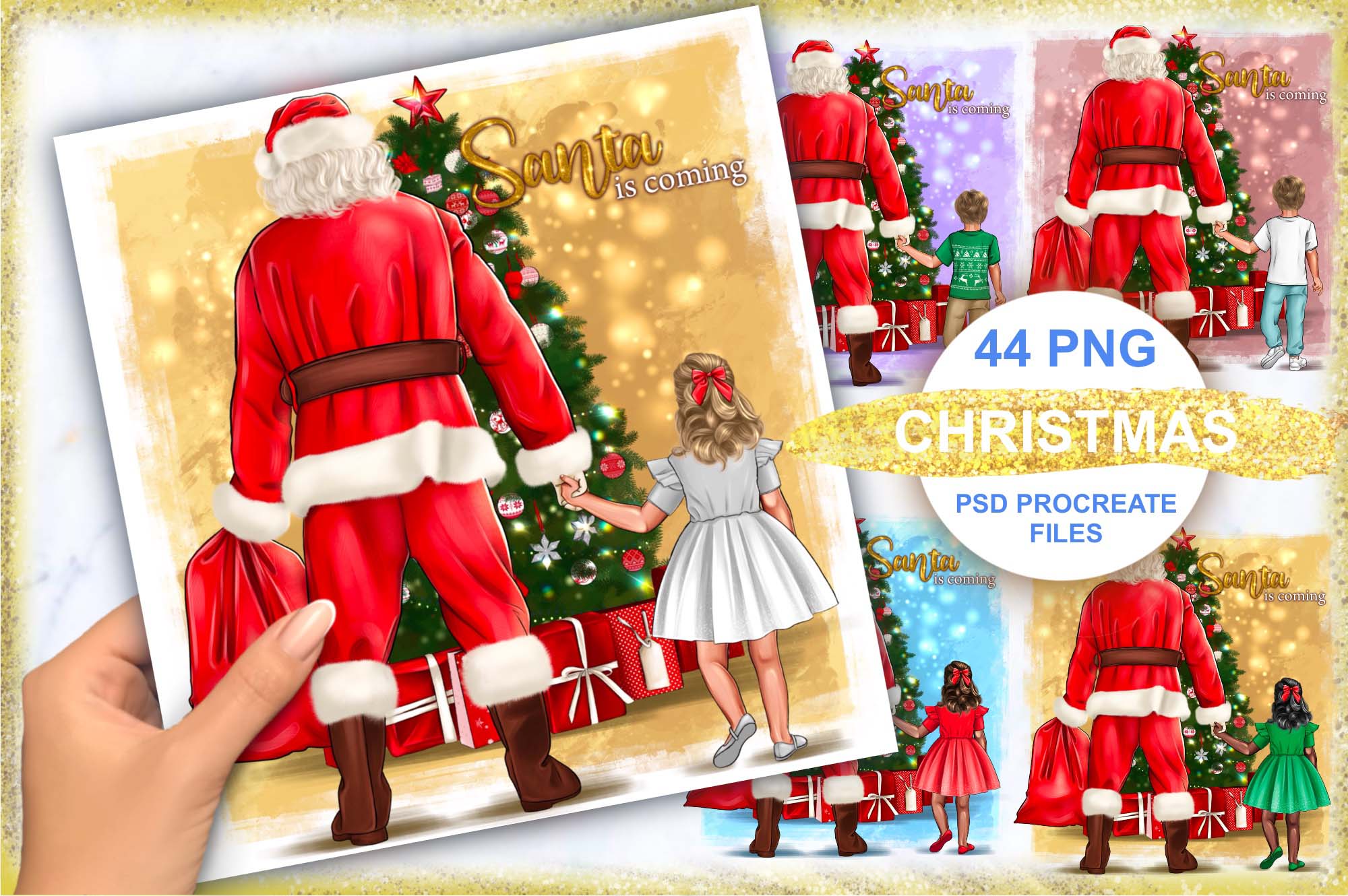 Santa And Baby Christmas Family Clipart Facebook Image.