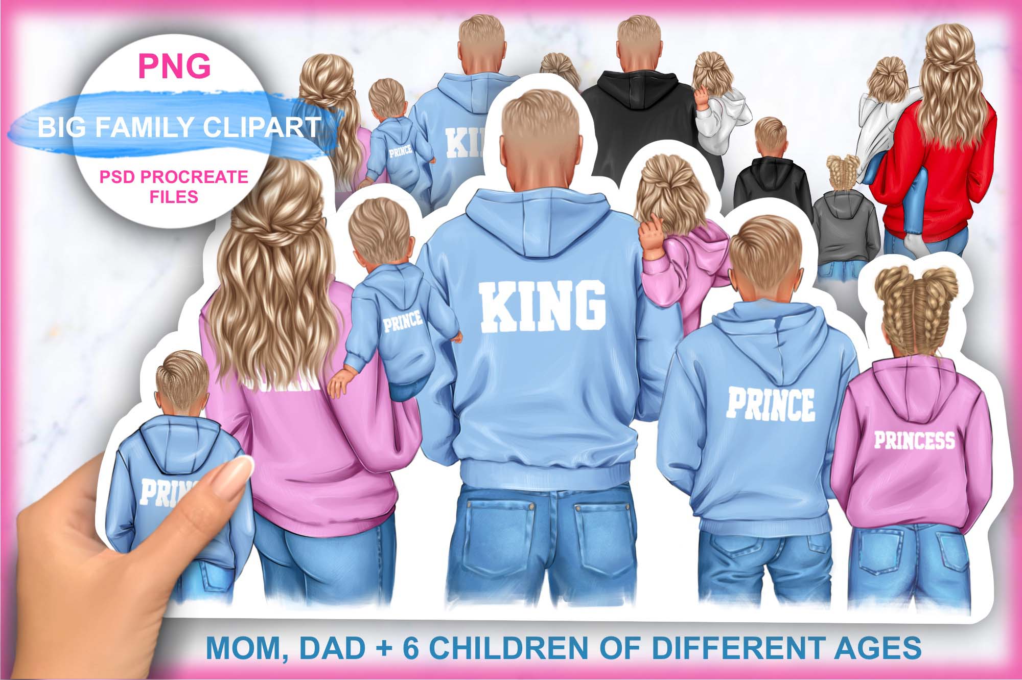 Family Clipart Dad And Kids Facebook Image.