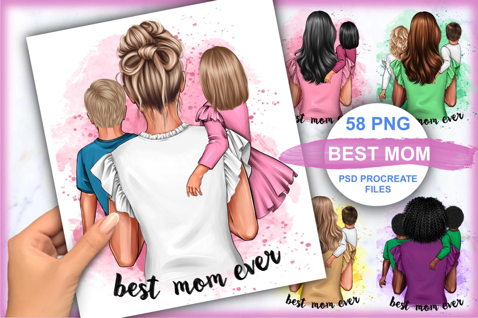 Best Mom And Children Family Clipart Facebook Image.
