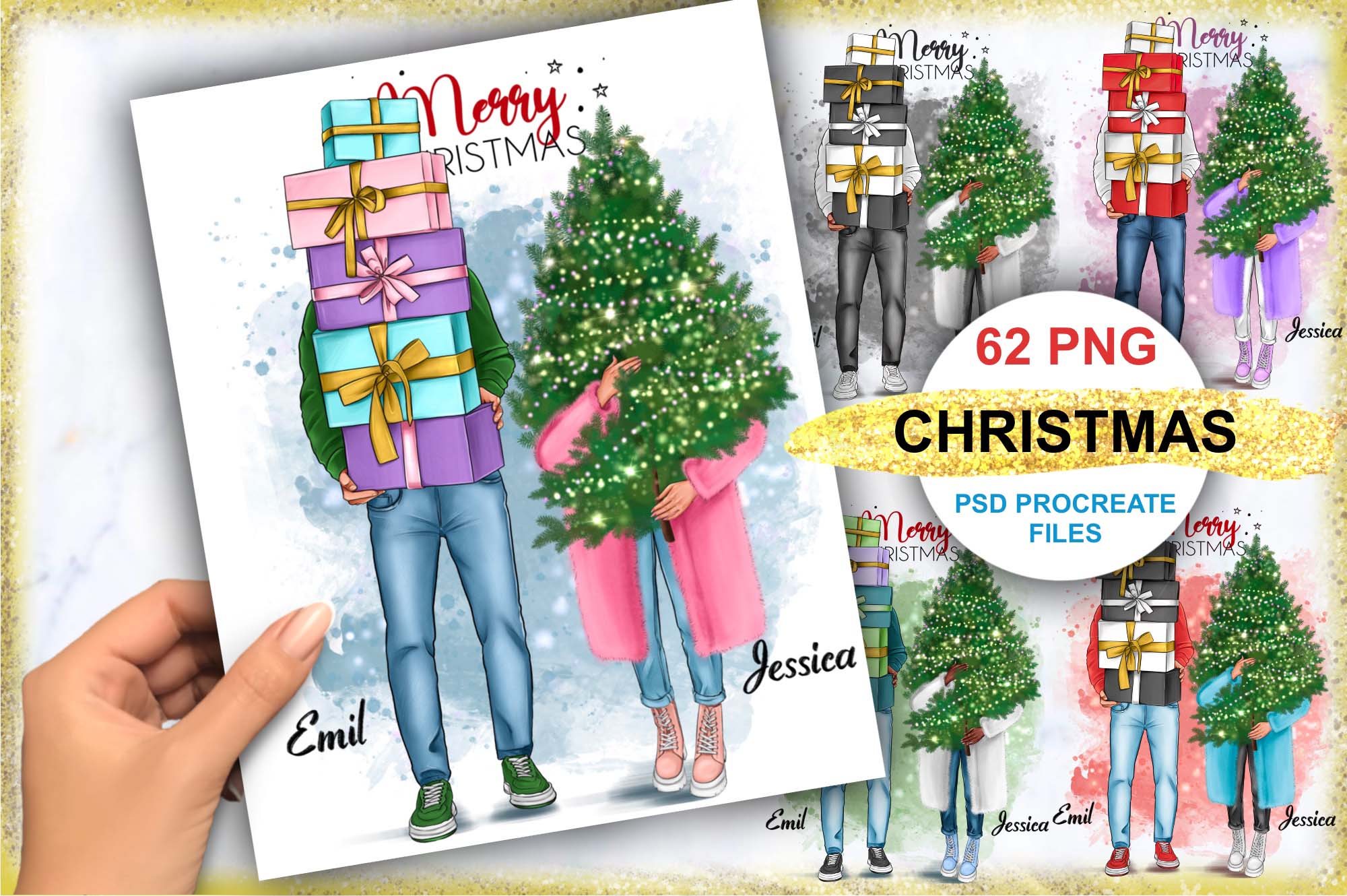 Christmas Couple Clipart Facebook Image.