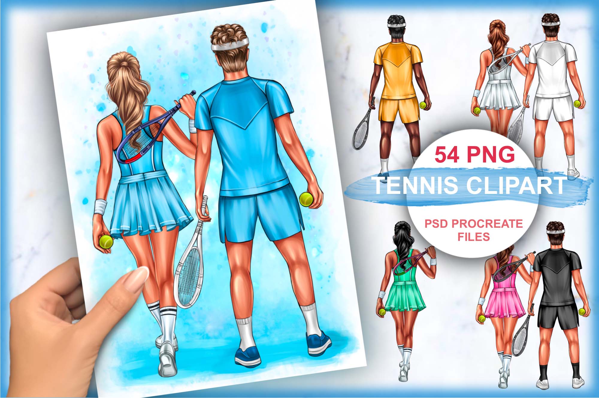 Best Friends Tennis Couple Clipart facebook image.