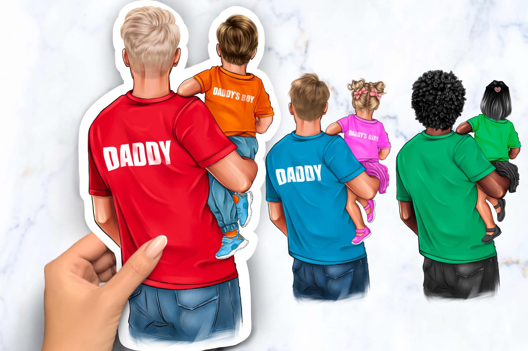Family Clipart Dad With Kids Facebook Image.