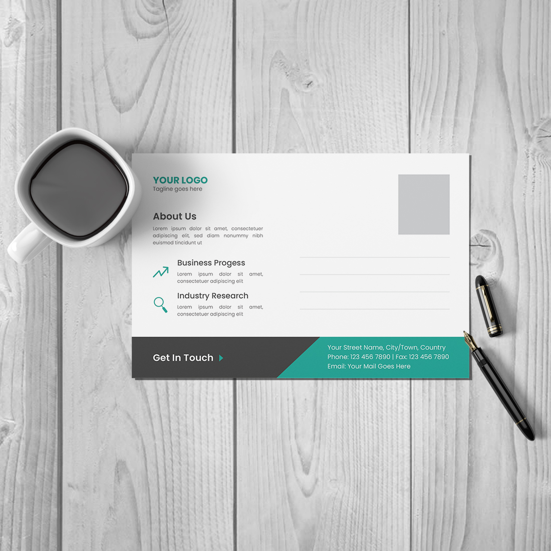 Professional Corporate Postcard Design Vector Template Layout