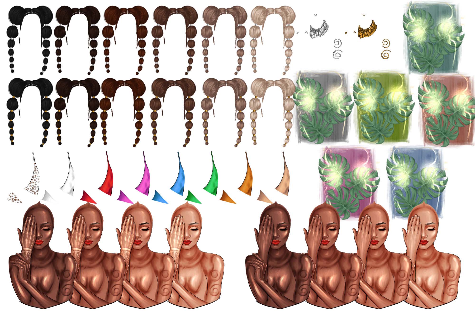 Amazing Afro Girl Clipart Elements.