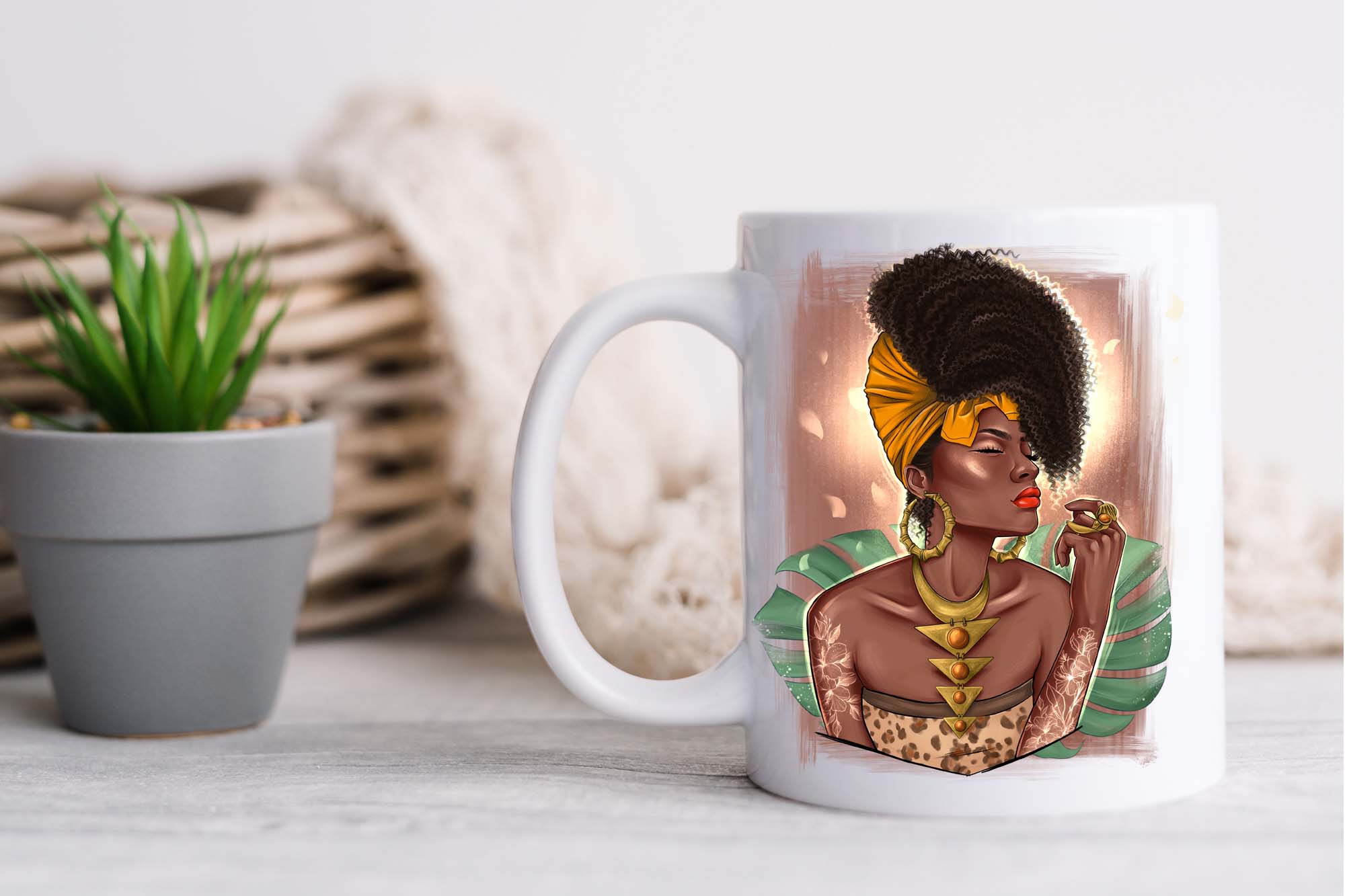 Beautiful Afro Girl Clipart Mug Cup Example.