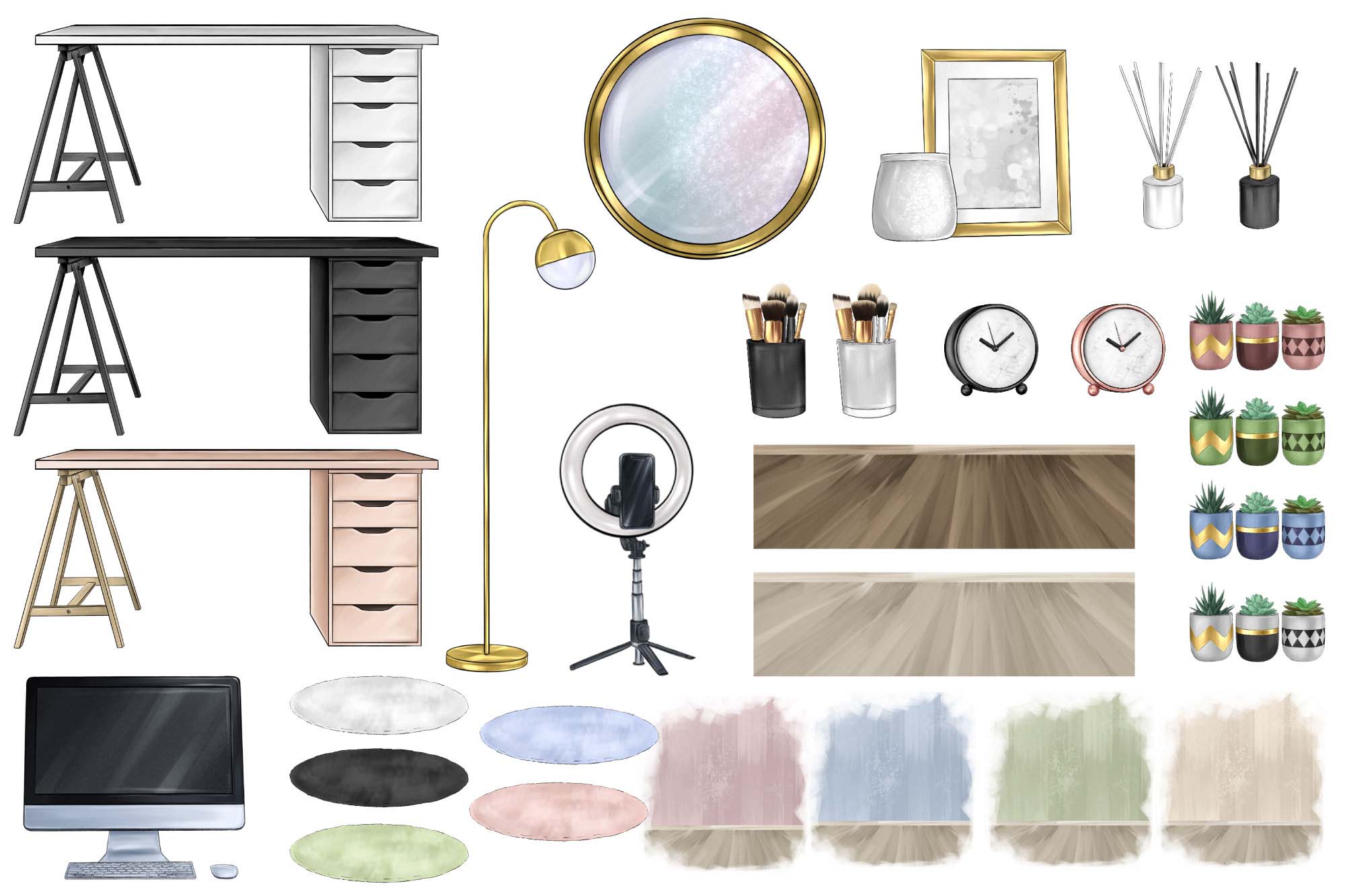 Blogger Clipart And Lady Boss Clipart Furniture Elements.