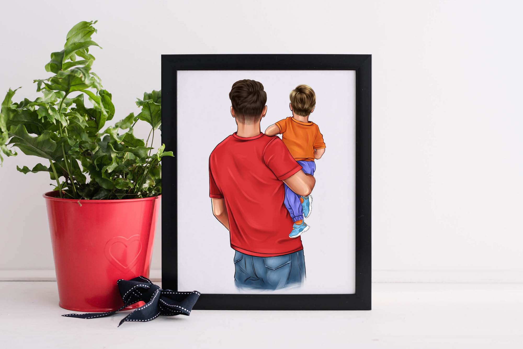 Family Clipart Dad With Kids Photo In Frame.