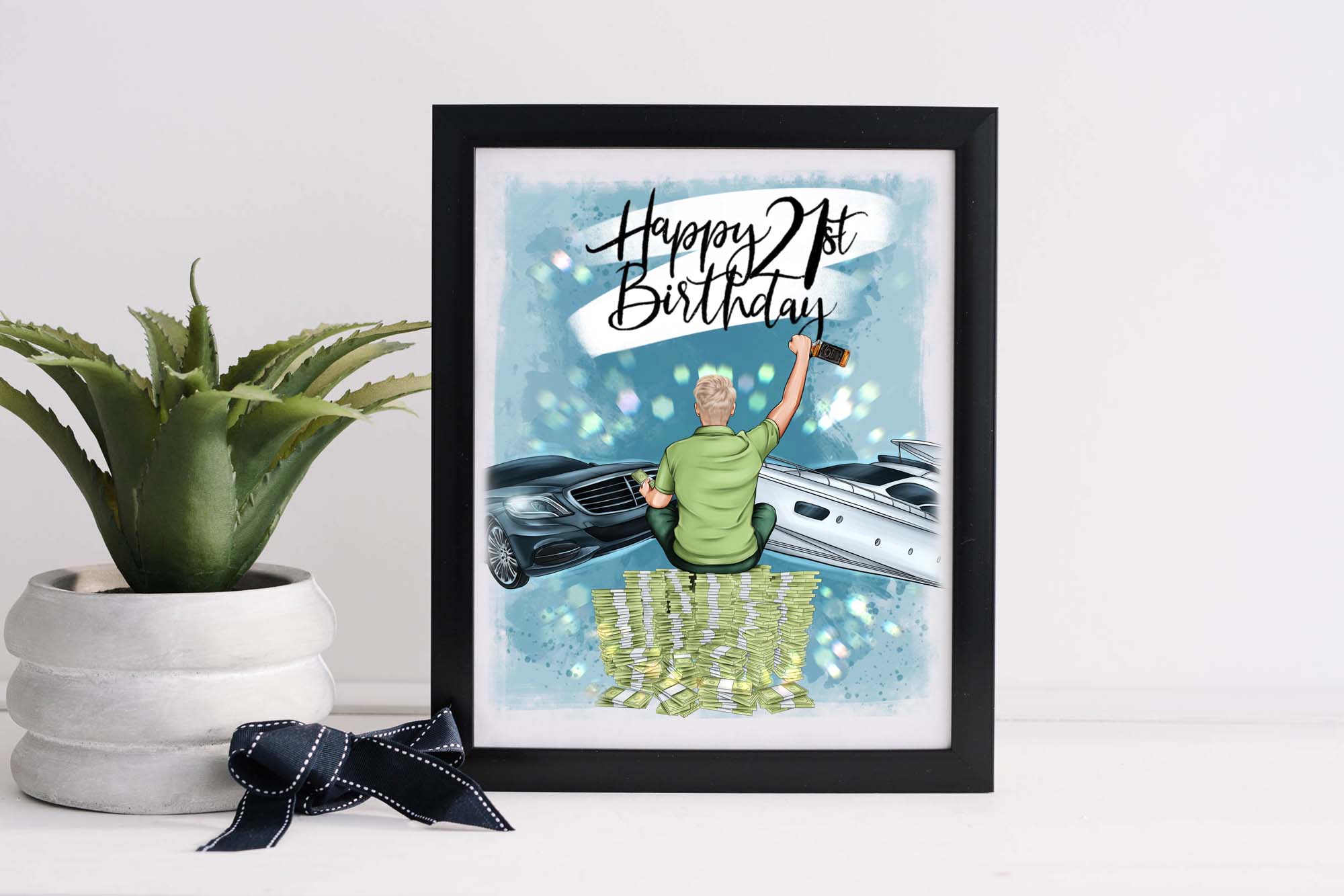 Best Friends Birthday Clipart Poster In A Black Frame.